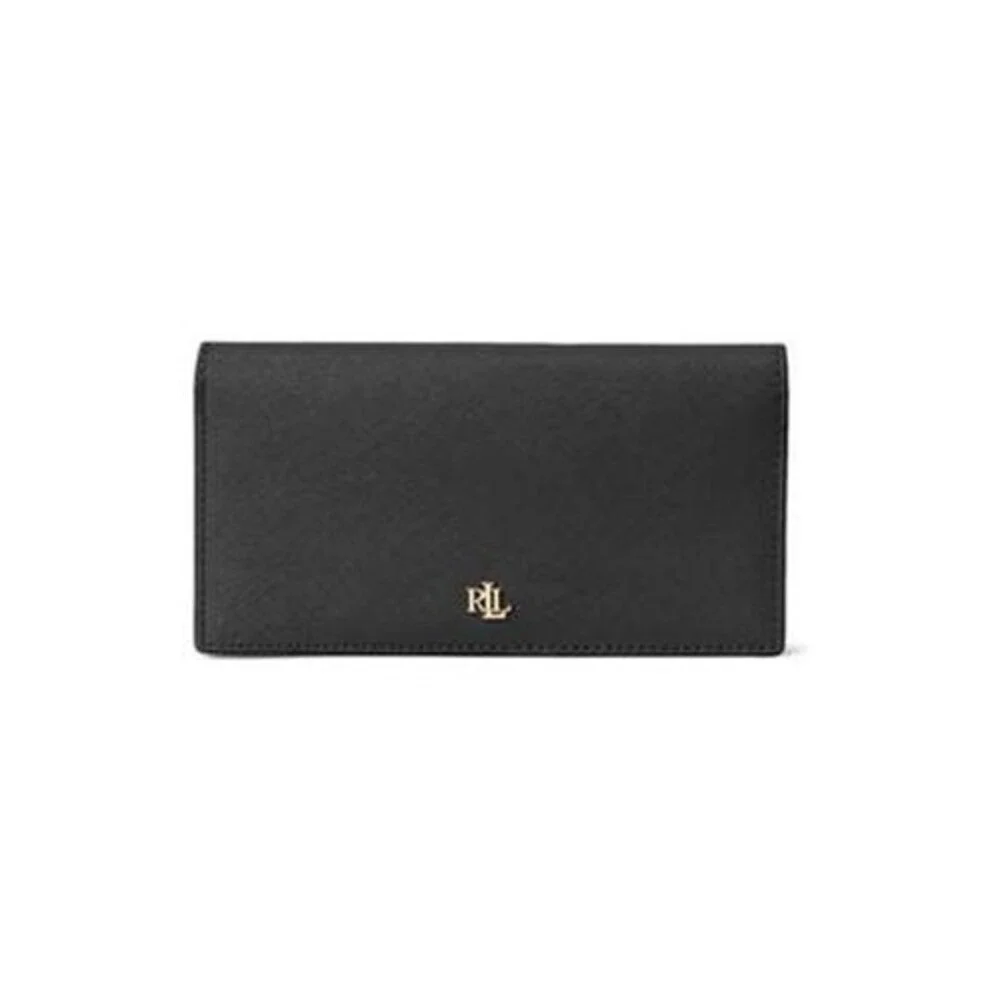 Lauren Ralph Lauren Crosshatch Leather Slim Snapped-Closure Wallet Women's Black - Picture 1 of 11